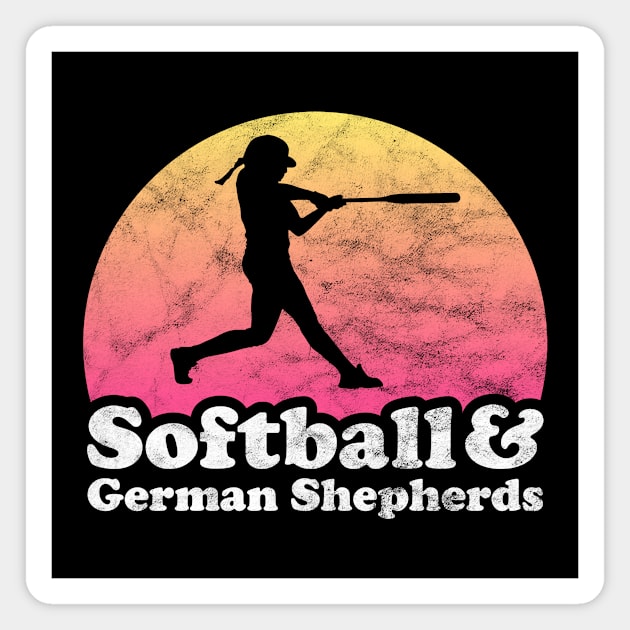 Softball and German Shepherds Gift for Softball Player and Dog Lover Magnet by JKFDesigns